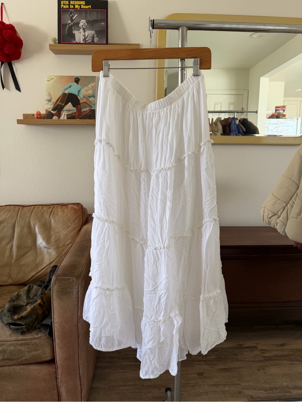 Wilfred White Tiered Bohemian Maxi Skirt